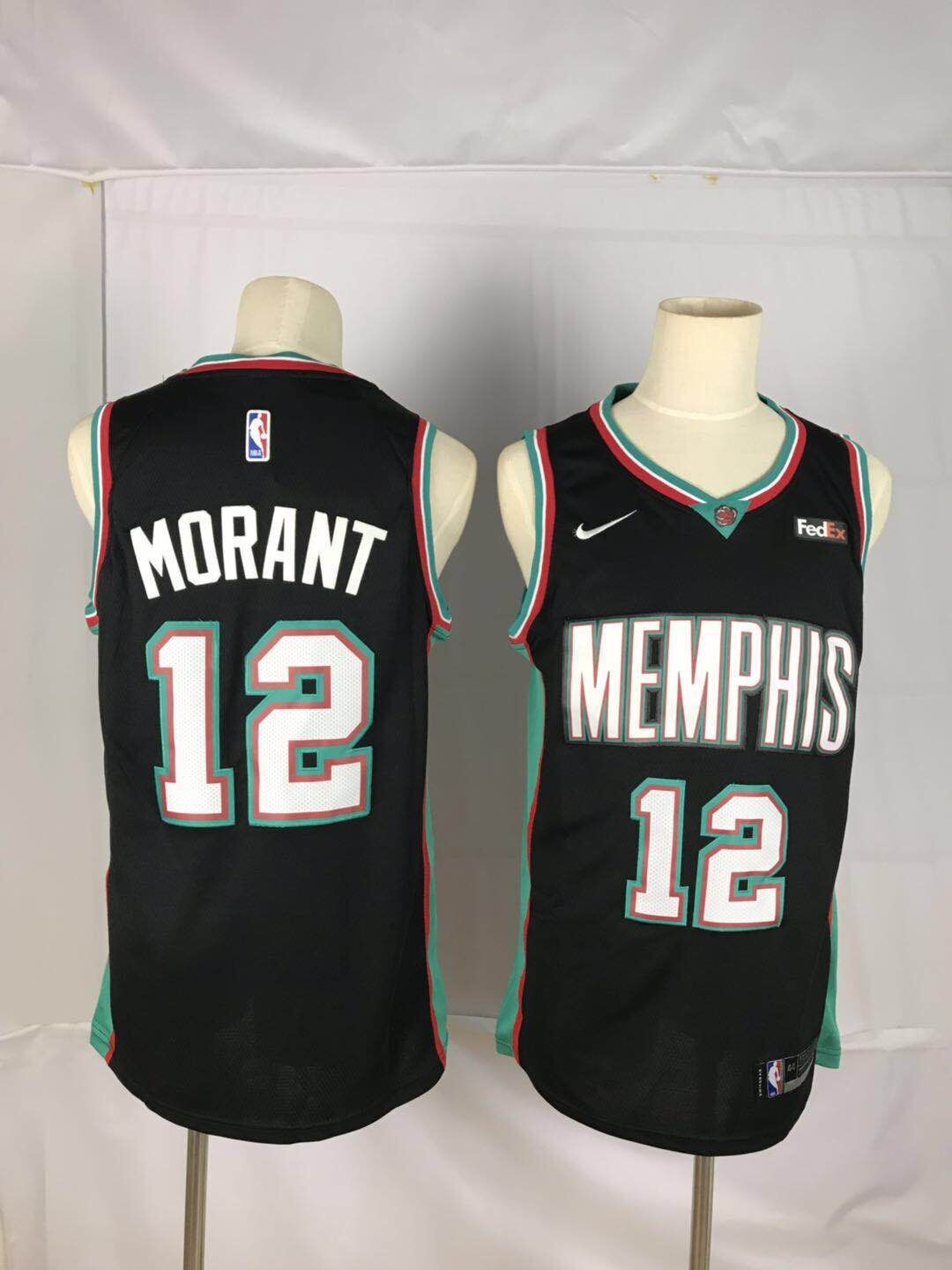 Men Memphis Grizzlies #12 Morant Black Throwback Nike NBA Jerseys